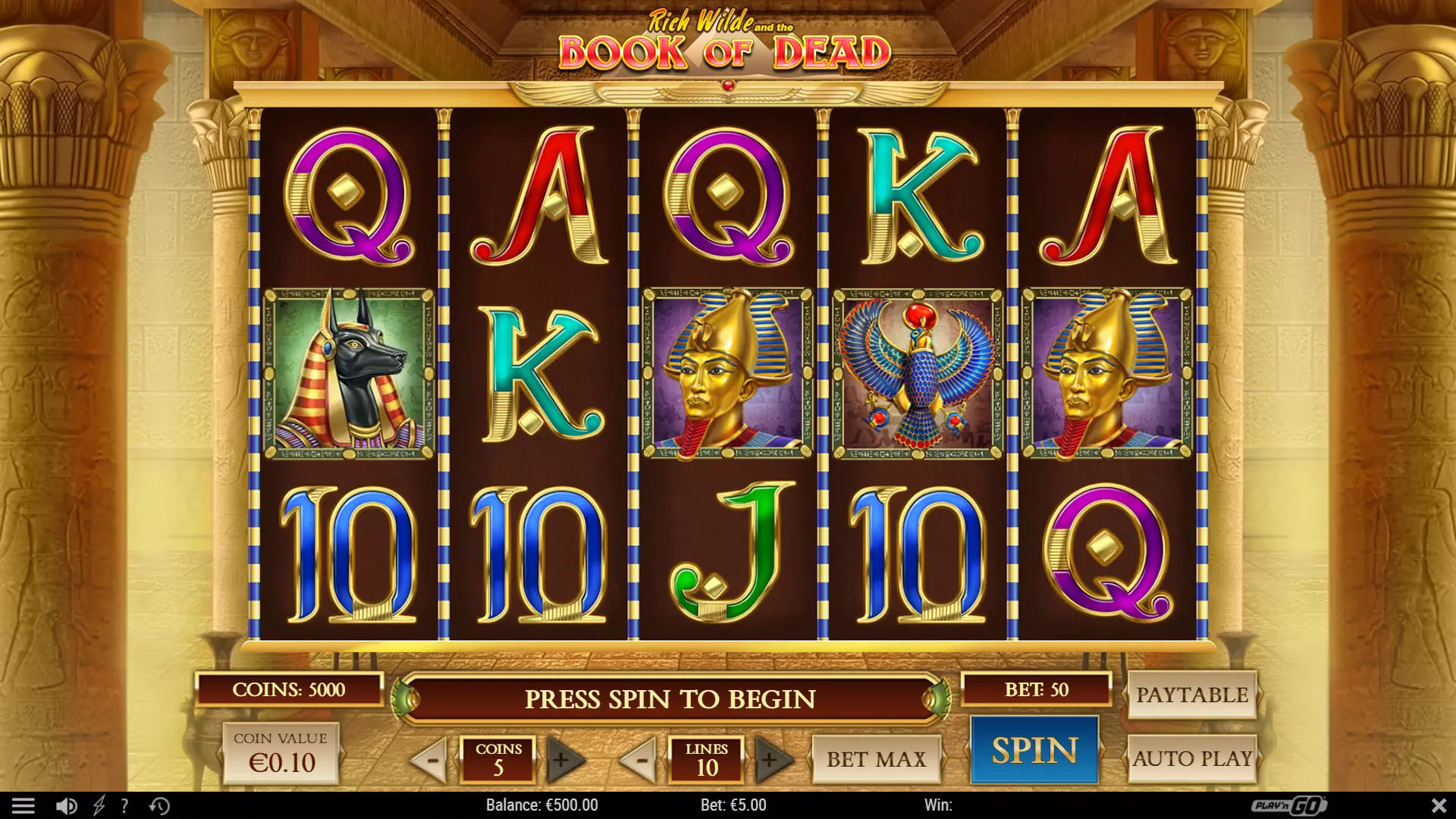 Book of Dead Slot Interface