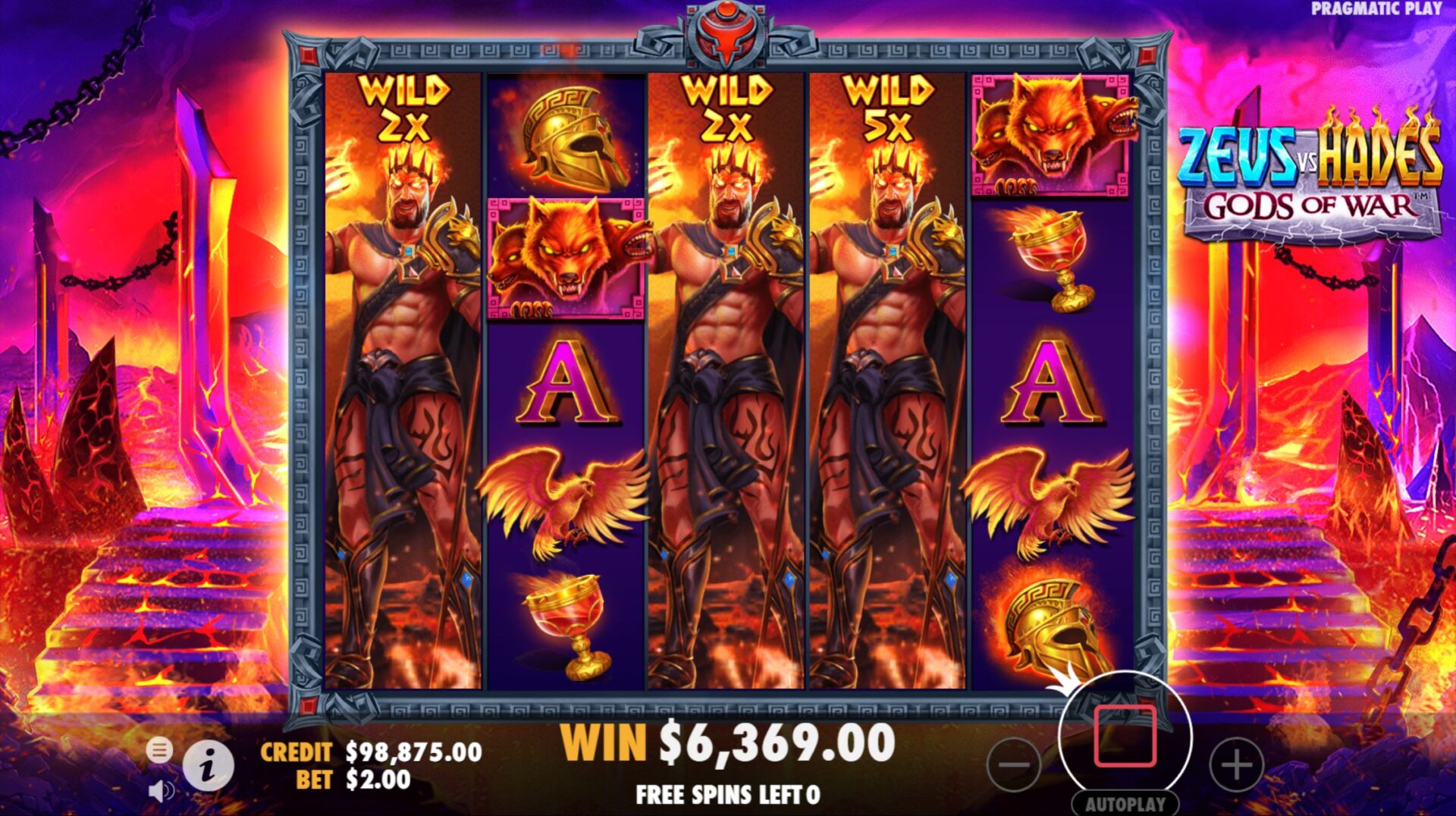 Zeus vs Hades - Gods of War Slot Interface